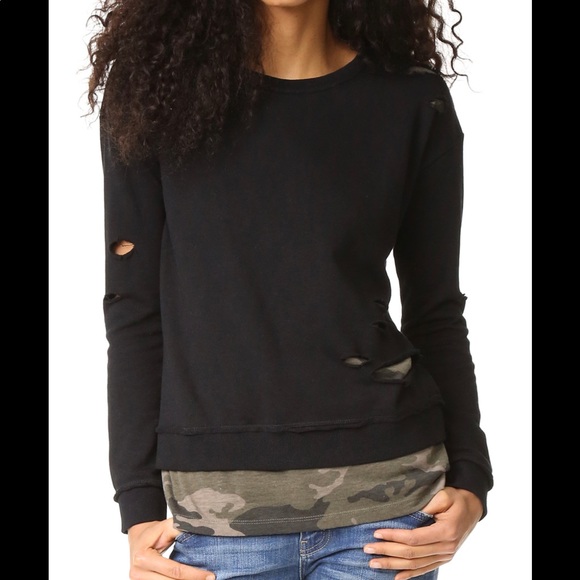 Generation Love Sweaters - Generation Love West Camo Double Layer Sweatshirt